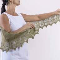 &#039;Green Waves &amp; Beads&#039; Crescent Lace Shawlette - 'Green Waves & Beads' Crescent Lace Shawlette