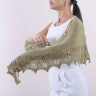 &#039;Green Waves &amp; Beads&#039; Crescent Lace Shawlette - 'Green Waves & Beads' Crescent Lace Shawlette