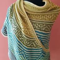 &#039;6 Colors Mosaic&#039; Crescent Textured Shawl - '6 Colors Mosaic' Crescent Textured Shawl
