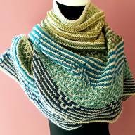 &#039;6 Colors Mosaic&#039; Crescent Textured Shawl - '6 Colors Mosaic' Crescent Textured Shawl