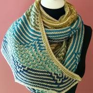 &#039;6 Colors Mosaic&#039; Crescent Textured Shawl - '6 Colors Mosaic' Crescent Textured Shawl