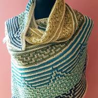 &#039;6 Colors Mosaic&#039; Crescent Textured Shawl - '6 Colors Mosaic' Crescent Textured Shawl