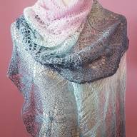 &#039;Gradient Silver to Pink&#039; Crescent Lace Shawl - 'Gradient Silver to Pink' Crescent Lace Shawl