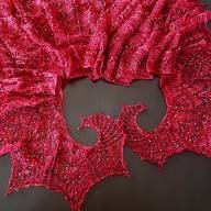 &#039;White Beaded Shades of Red&#039; Crescent Lace Shawl - 'White Beaded Shades of Red' Crescent Lace Shawl