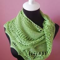 &#039;Apple Green &amp; Green Beads&#039; Crescent Lace Shawlette - 'Apple Green & Green Beads' Crescent Lace Shawlette