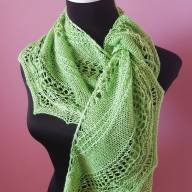 &#039;Apple Green &amp; Green Beads&#039; Crescent Lace Shawlette - 'Apple Green & Green Beads' Crescent Lace Shawlette