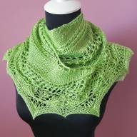 &#039;Apple Green &amp; Green Beads&#039; Crescent Lace Shawlette - 'Apple Green & Green Beads' Crescent Lace Shawlette