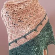 &#039;Dark Grey &amp; Coral Pink&#039; Triangular Large Lace Shawl - 'Dark Grey & Coral Pink' Triangular Large Lace Shawl
