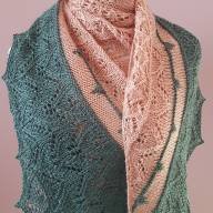 &#039;Dark Grey &amp; Coral Pink&#039; Triangular Large Lace Shawl - 'Dark Grey & Coral Pink' Triangular Large Lace Shawl