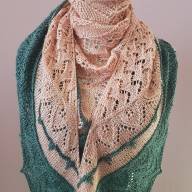 &#039;Dark Grey &amp; Coral Pink&#039; Triangular Large Lace Shawl - 'Dark Grey & Coral Pink' Triangular Large Lace Shawl