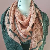 &#039;Dark Grey &amp; Coral Pink&#039; Triangular Large Lace Shawl - 'Dark Grey & Coral Pink' Triangular Large Lace Shawl
