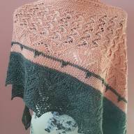 &#039;Dark Grey &amp; Coral Pink&#039; Triangular Large Lace Shawl - 'Dark Grey & Coral Pink' Triangular Large Lace Shawl