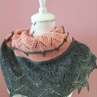 &#039;Dark Grey &amp; Coral Pink&#039; Triangular Large Lace Shawl - 'Dark Grey & Coral Pink' Triangular Large Lace Shawl
