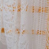 &#039;Pure White and Pearl Beads&#039; Triangular Lace Shawl - 'Pure White and Pearl Beads' Triangular Lace Shawl