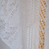 &#039;Pure White and Pearl Beads&#039; Triangular Lace Shawl - 'Pure White and Pearl Beads' Triangular Lace Shawl