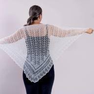 &#039;Pure White and Pearl Beads&#039; Triangular Lace Shawl - 'Pure White and Pearl Beads' Triangular Lace Shawl