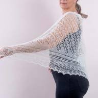 &#039;Pure White and Pearl Beads&#039; Triangular Lace Shawl - 'Pure White and Pearl Beads' Triangular Lace Shawl
