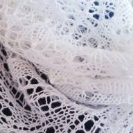&#039;Pure White and Pearl Beads&#039; Triangular Lace Shawl - 'Pure White and Pearl Beads' Triangular Lace Shawl