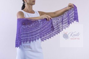 'Purple Love' Crescent Lace Shawl