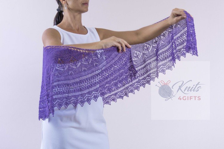 'Purple Love' Crescent Lace Shawl
