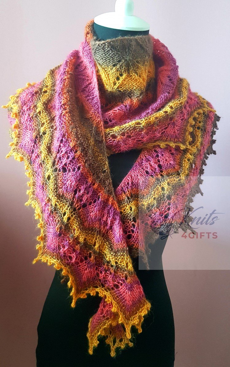 'Multicolor Shades' Crescent Lace Shawlette