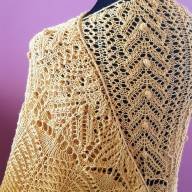 &#039;Yellow Lace&#039; Crescent Large Shawl - 'Yellow Lace' Crescent Large Shawl