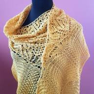 &#039;Yellow Lace&#039; Crescent Large Shawl - 'Yellow Lace' Crescent Large Shawl