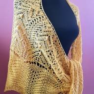 &#039;Yellow Lace&#039; Crescent Large Shawl - 'Yellow Lace' Crescent Large Shawl