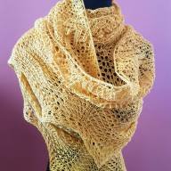 &#039;Yellow Lace&#039; Crescent Large Shawl - 'Yellow Lace' Crescent Large Shawl