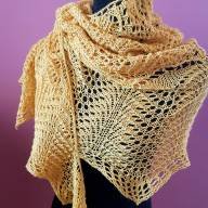 &#039;Yellow Lace&#039; Crescent Large Shawl - 'Yellow Lace' Crescent Large Shawl