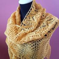 &#039;Yellow Lace&#039; Crescent Large Shawl - 'Yellow Lace' Crescent Large Shawl