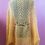 &#039;Yellow Lace&#039; Crescent Large Shawl - 'Yellow Lace' Crescent Large Shawl